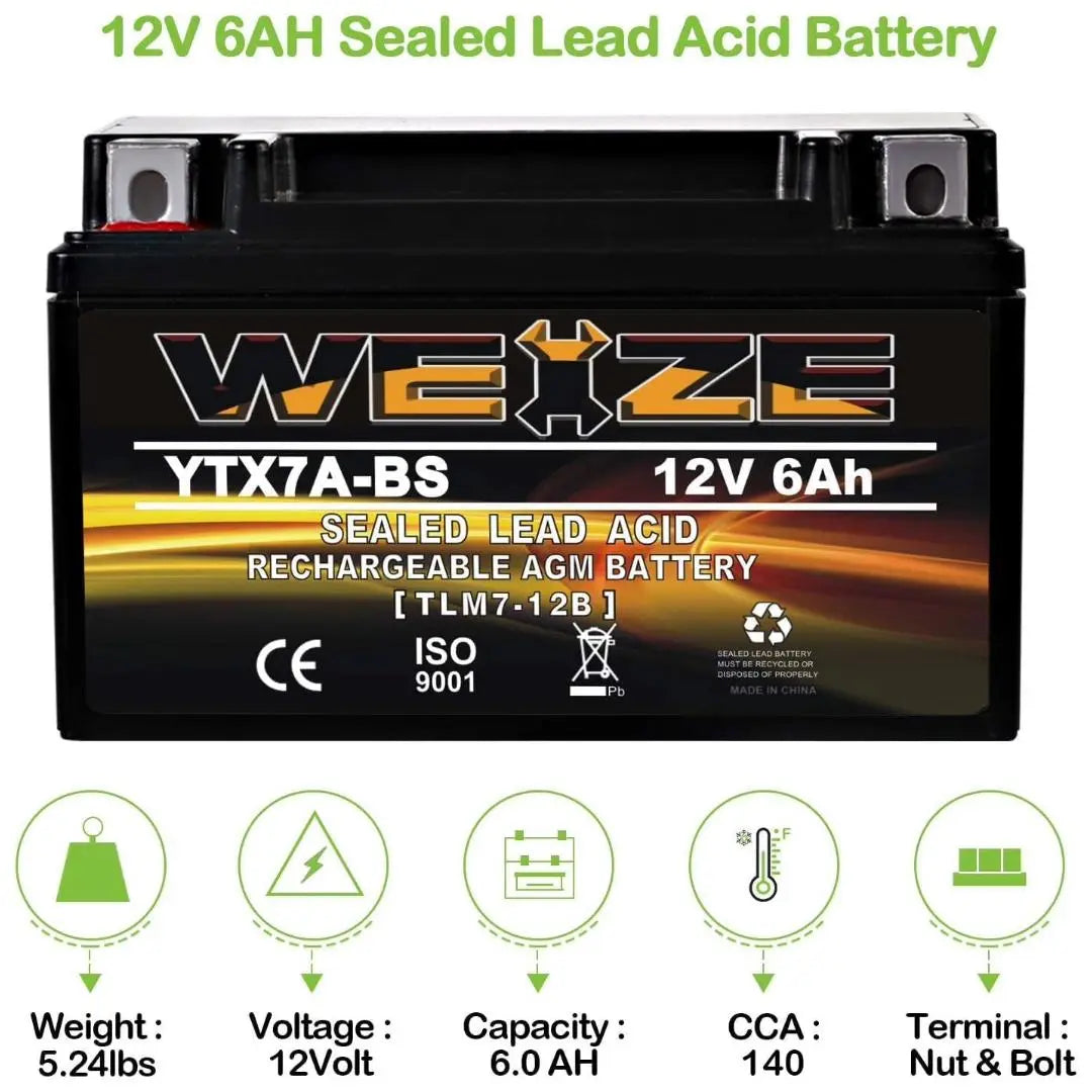 Batteria MOTORPARTS YTX7A-BS 12V 6AH - Per SYM ATTILA 125 4T 99-00 Senza Manutenzione - Foto 12