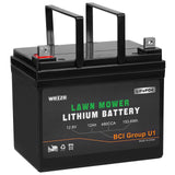 WEIZE 480CCA Lawn Mower Battery, 12.8V 12Ah LiFePO4 BCI Group U1 Lithium Battery, Compatible with John Deere, Toro, Cub Cadet, and Craftsman
