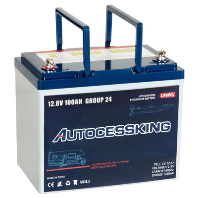 12V 100Ah Group 24 LiFePO4 Lithium Deep Cycle Battery