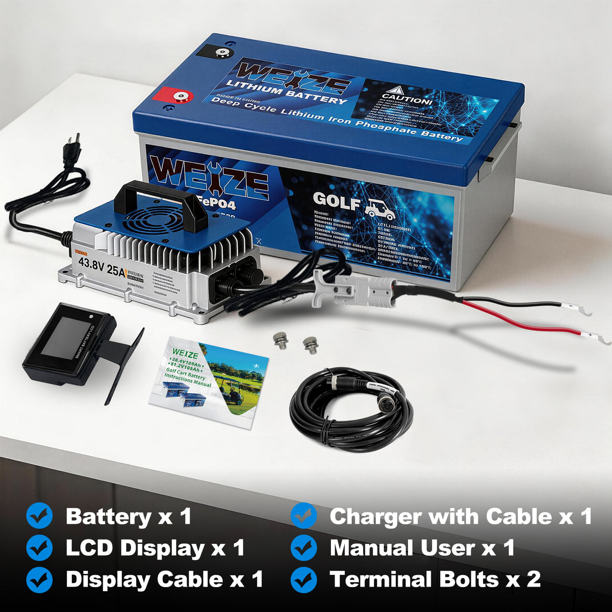 WEIZE 36V 105AH Bluetooth LiFePO4 Lithium Battery