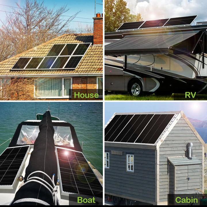12V 200W ( 2Pcs of 12V 100W ) High-Efficiency Monocrystalline Solar Panel WEIZE