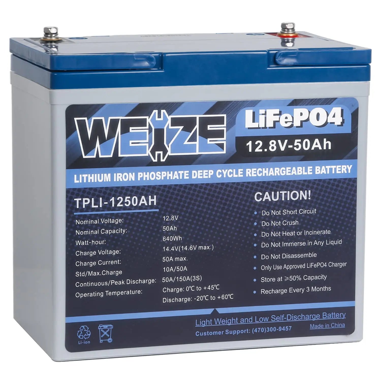 WEIZE LiFePO4 Lithium Battery 12V 100Ah丨BMS 8000+ Deep Cycles